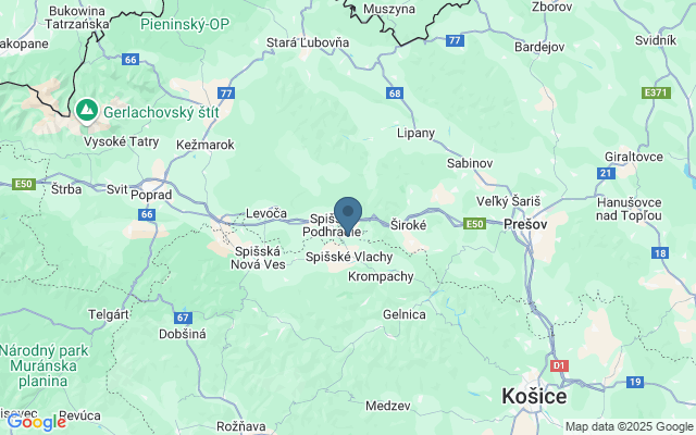 Kaart met locatie Spi�sk� hrad